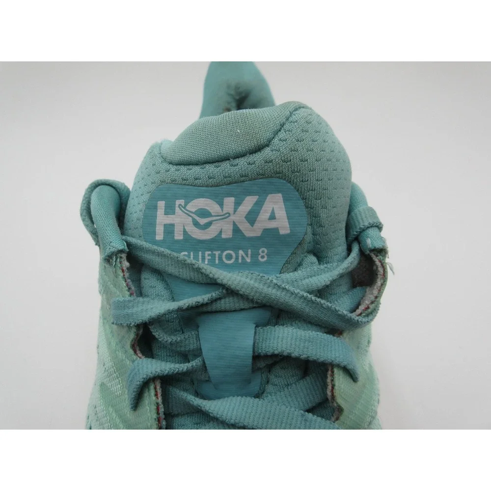 HOKA Clifton 8 Shoes Womens‎ Size 8 Blue Teal Red Running Cushioned 1119394 AEBL